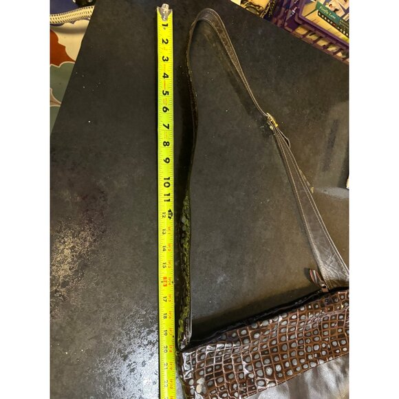 Paul Joseph Genuine Leather Handbag Crossbody Crocodile Embossed Texture Brown - Picture 8 of 10